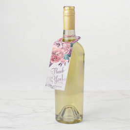 Vintag rosa Blumenmarmor, Aquarellfarben Vielen Da Flaschenanhänger