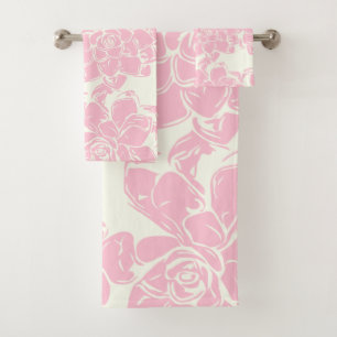Vintag rosa Blumenmuster Boho Chic Blume Muster Badhandtuch Set