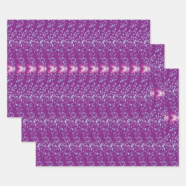 Vintag rosa Blumenmuster Geschenkpapier Set (Set)