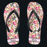 Vintag rosa Blumenmuster Hochzeitbrille Flip Flops<br><div class="desc">Mit Vintag rosa Blumenmuster und klassischer Hochzeitstil-Typografie fügen diese eleganten Flip-Flops Ihrem Hochzeitstag, Junggeselinnen-Abschied oder anderen Feierlichkeiten eine stilvolle Glamenfülle hinzu. Strich Anpassen Sie es mit Ihrer Formulierung durch die Vorlagenfelder. Wenn Sie gewollt haben, um den Stil, die Farbe oder die Textplatzierung des Schriftartes zu ändern, klicken Sie einfach auf...</div>