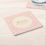 Vintag rosa Blumenschrift Brautparty Custom Rechteckiger Pappuntersetzer<br><div class="desc">Vintages Boho Light Blush Pink Brautparty mit Blumenschrift Untersetzer für benutzerdefiniertes Vierplattepapier</div>