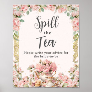 Vintag rosa Blumenstrauß Party Teezeremonie auf de Poster