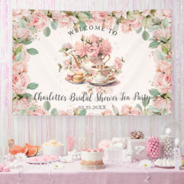 Vintag rosa Blumenstrauß Tea Bridal Kinderdusche Banner