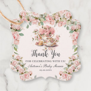 Vintag rosa Blumenstrauß Tee Party Babydusche Geschenkanhänger