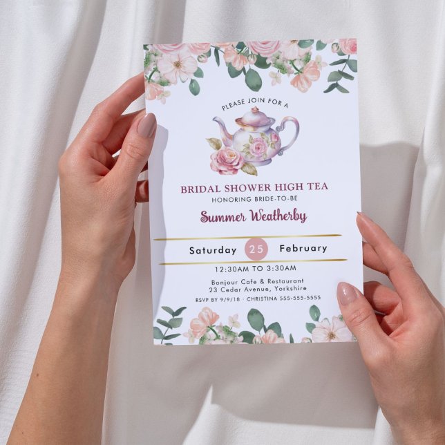 Vintag rosa Blumenstrauß Tee Party Brautparty Einladung (Von Creator hochgeladen)