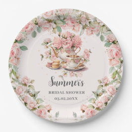 Vintag rosa Blumenstrauß Tee Party Brautparty Pappteller