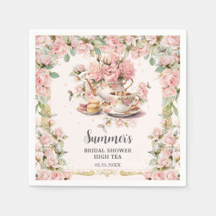 Vintag rosa Blumenstrauß Tee Party Brautparty Serviette