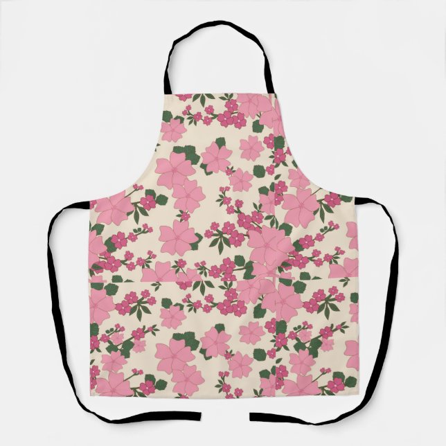 Vintag rosa Blüte Schürze (Vorderseite)