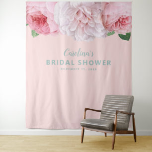 Vintag rosa Brautparty Hintergrund Einfach Wandteppich