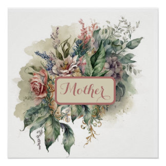 Vintag rosa Farbe des Blumenwassers Poster