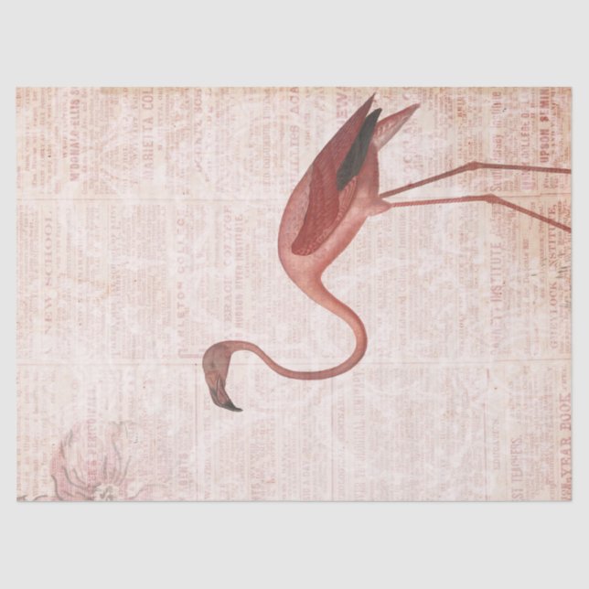 Vintag rosa Flamingo-Dekoute Seidenpapier (Vorderseite)