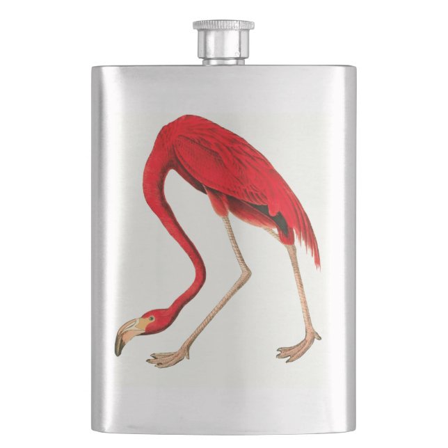 Vintag rosa Flamingo Gemälde klassische Flasche Flachmann (Vorderseite)