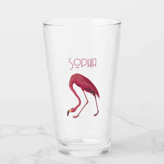 Vintag rosa Flamingo Glas (Vorderseite)