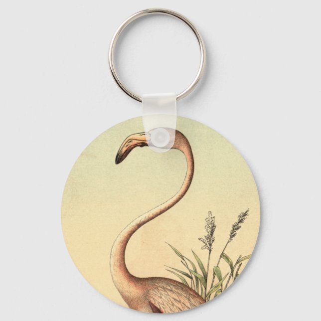 Vintag-rosa-Flamingo-Illustration Schlüsselanhänger (Vorderseite)