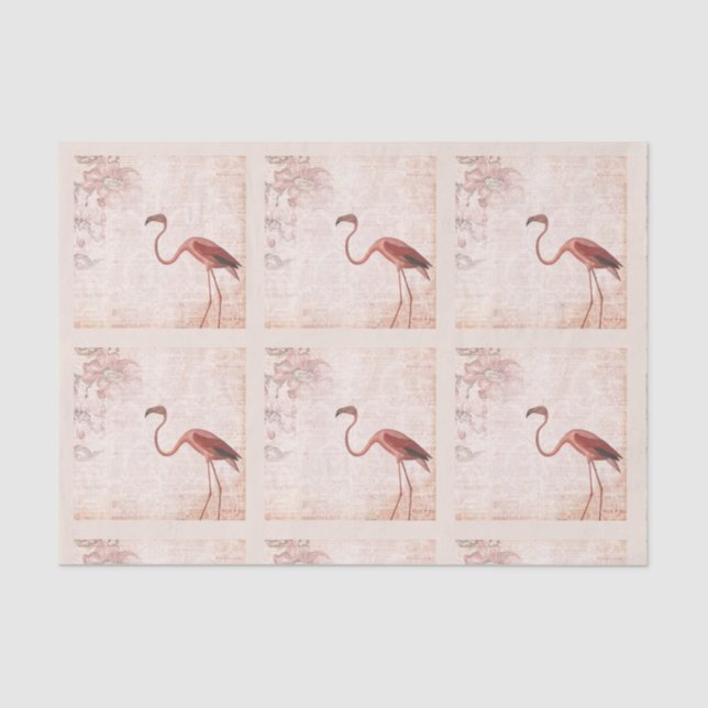 Vintag rosa Flamingo Seidenpapier (Vorderseite)
