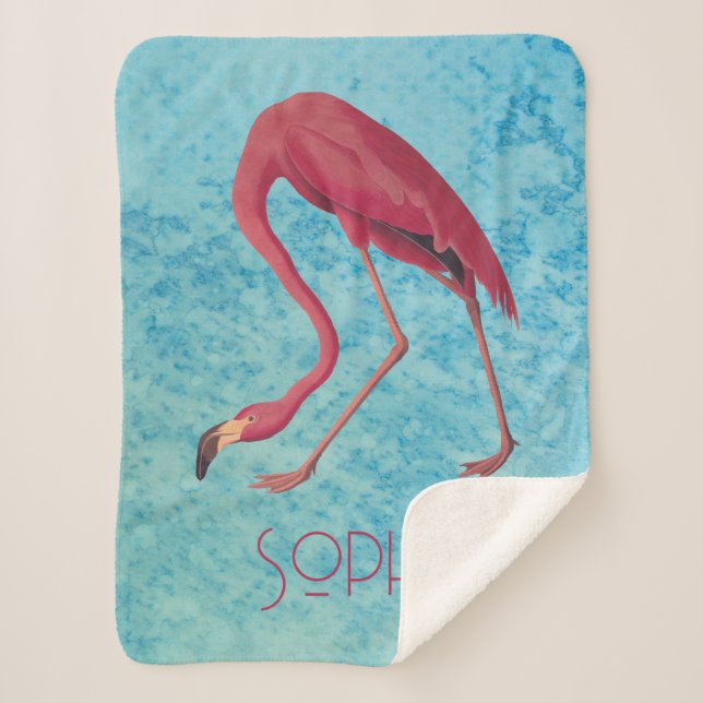 Vintag rosa Flamingo Sherpadecke (Vorderseite)