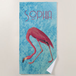 Vintag rosa Flamingo Strandtuch