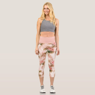 Vintag-Rosa-Flora-Yoga-Übungen Capri Leggings
