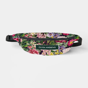 Vintag-rosa-florales schwarzes Muster bedruckt Bauchtasche