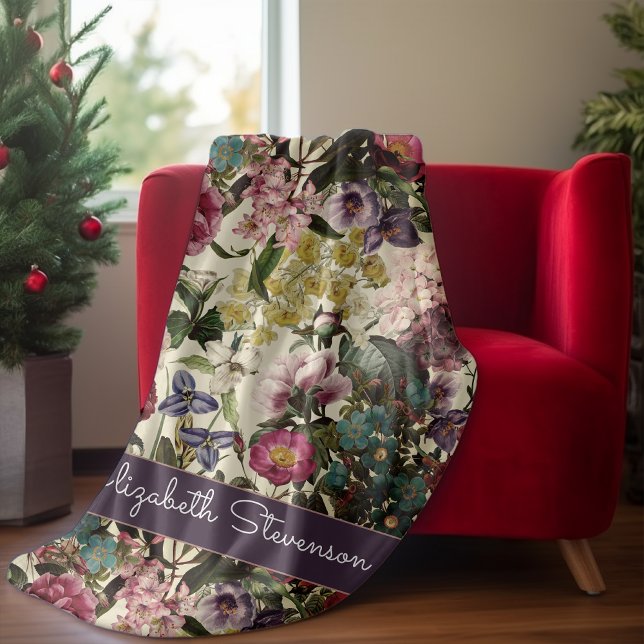 Vintag-rosa-florbeige-Muster Fleecedecke (Von Creator hochgeladen)