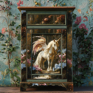 Vintag rosa Flügelwald Unicorn Decoupage Seidenpapier