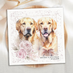 Vintag-Rosa-Gelbfarbene Labrador-Hochzeit Serviette