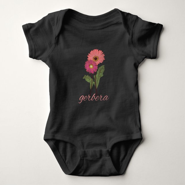 Vintag-rosa-Gerbere für Blume Baby Strampler (Vorderseite)