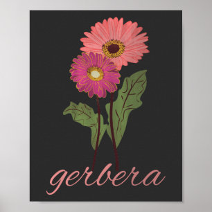 Vintag-rosa-Gerbere für Blume Poster
