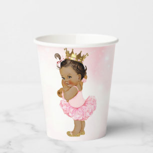 Vintag rosa Gold Tan Princess Baby Showpapier C Pappbecher