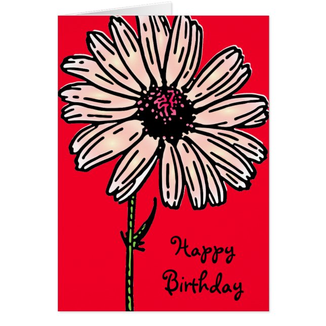 Vintag rosa große Blume auf Rot (Vorne)