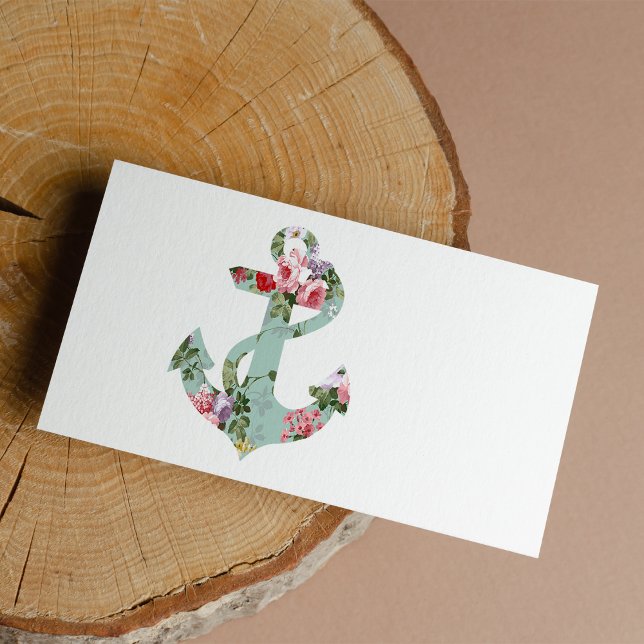 Vintag rosa, grüne Blumenmuster Anker Adressaufkleber (Vintage Red Pink Green Floral Pattern Anchor Label )