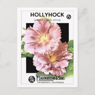 Vintag-Rosa-Hollyhock-Saatpackung Postkarte