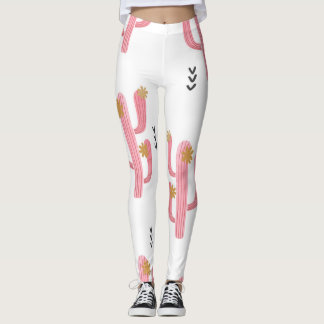 Vintag rosa Kaktus Wasserfarbmuster Leggings