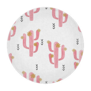 Vintag rosa Kaktus Wasserfarbmuster Schneidebrett