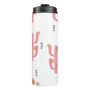 Vintag rosa Kaktus Wasserfarbmuster Thermosbecher
