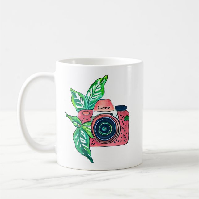 Vintag rosa Kamera lächeln Kaffeetasse (Links)