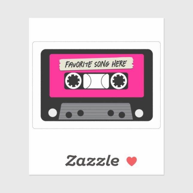 Vintag rosa Kassette, kundenspezifisch geschnitten Aufkleber (Blatt)