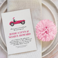 Vintag-rosa-Klassik-Auto-Cottage-Kern Einladung