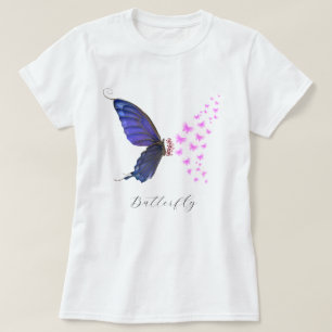 Vintag Rosa Lila Schmetterlingsblume Blume T-Shirt
