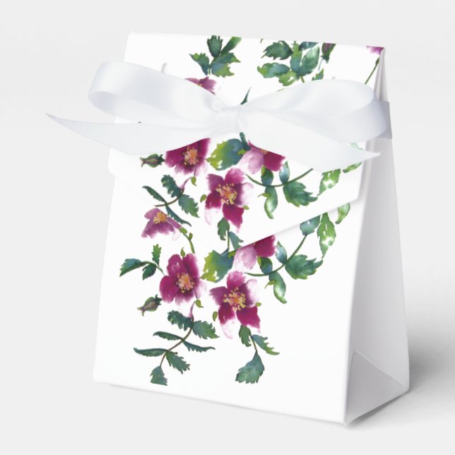 Vintag-rosa-magenta-Aquarellfarben-Rose Geschenkschachtel (Vorderseite)