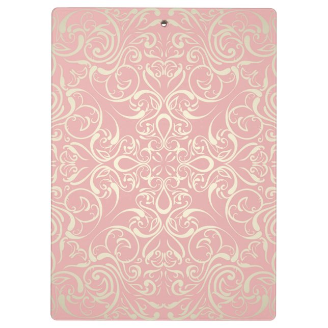 Vintag, rosa, mit Blumen, viktorianisch, Gold, Klemmbrett (Rückseite)