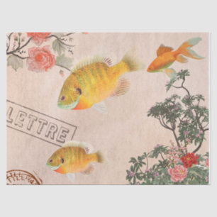 Vintag rosa moderne Blume und Fische Seidenpapier