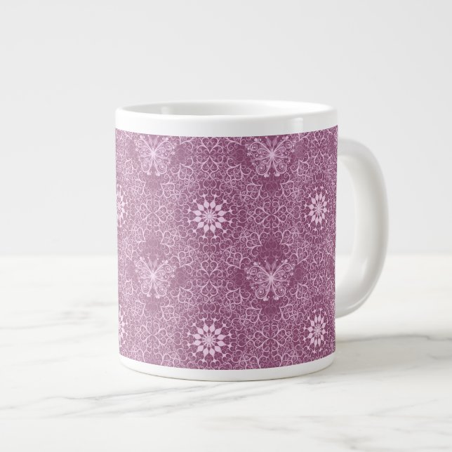 Vintag rosa Muster Jumbo-Tasse (Vorderseite Rechts)