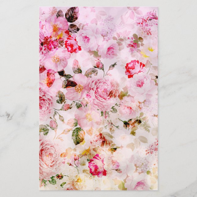 Vintag rosa pastellfarbene Blumenmuster (Vorderseite)