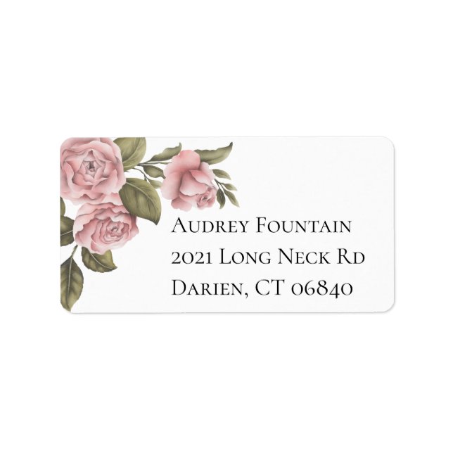 Vintag Rosa Peony Blume Elegante Adressaufkleber (Vorne)