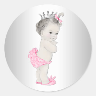 Vintag rosa Princess Babyaufkleber Runder Aufkleber
