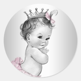 Vintag rosa Princess Babyaufkleber Runder Aufkleber