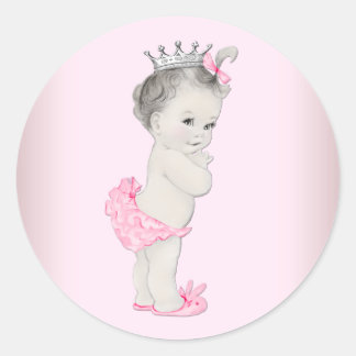Vintag rosa Princess Babyaufkleber Runder Aufkleber