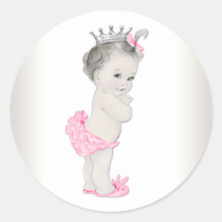 Vintag rosa Princess Babyaufkleber Runder Aufkleber