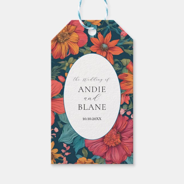 Vintag-rosa-romantische Hochzeit Geschenkanhänger (Vorderseite)